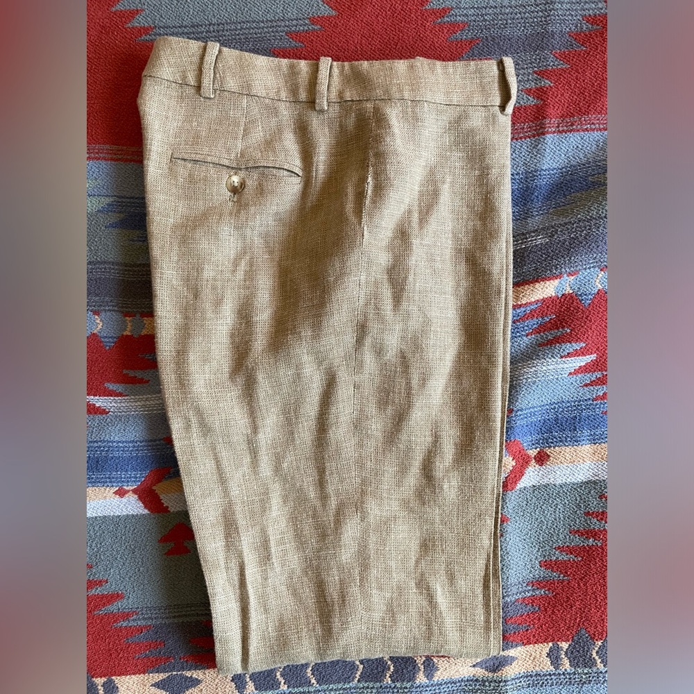 RALPH LAUREN BLACK LABEL Tri-Blend Flat Front & Cuffed Trouser in Wheat Size 10